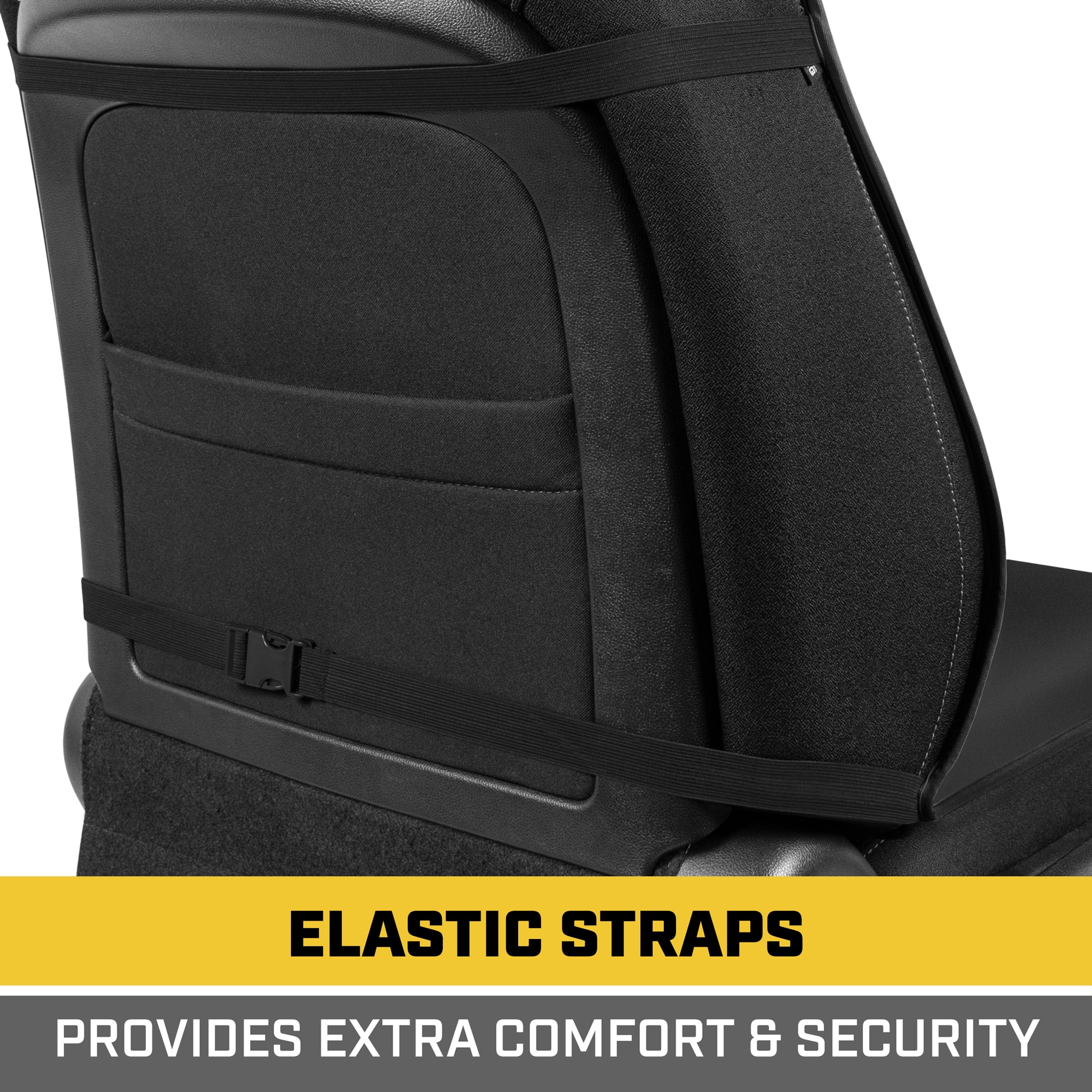 Caterpillar Waterproof Automotive Seat Cover for Cars Trucks and SUVs, 1 Piece  Durable Neoprene Seat Protector for Front Seats, Black Car Seat Cover with Black Trim