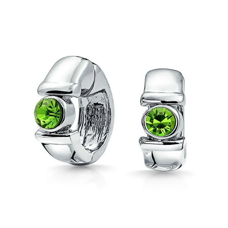- Simple Crystal Magnetic Clip On Huggie Hoop Earrings For Women Non Pierced Ears Silver Plated More Colors