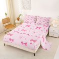 thumbnail image 2 of spefrowx Girly Pink Bow Print Queen Sheets for Teens, Kawaii Polka Dot Queen Sheet Sets, 4 Pieces, 1 Flat Sheet, 1 Fitted Sheet and 2 Pillowcases, 2 of 6