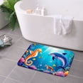 thumbnail image 3 of FJPT Dolphin And Seahorse Ocean Theme Non Slip Flannel Floor Mat Kitchen Mat For Bathroom Kitchen Bedroom Decor 24x16 inch, 3 of 5