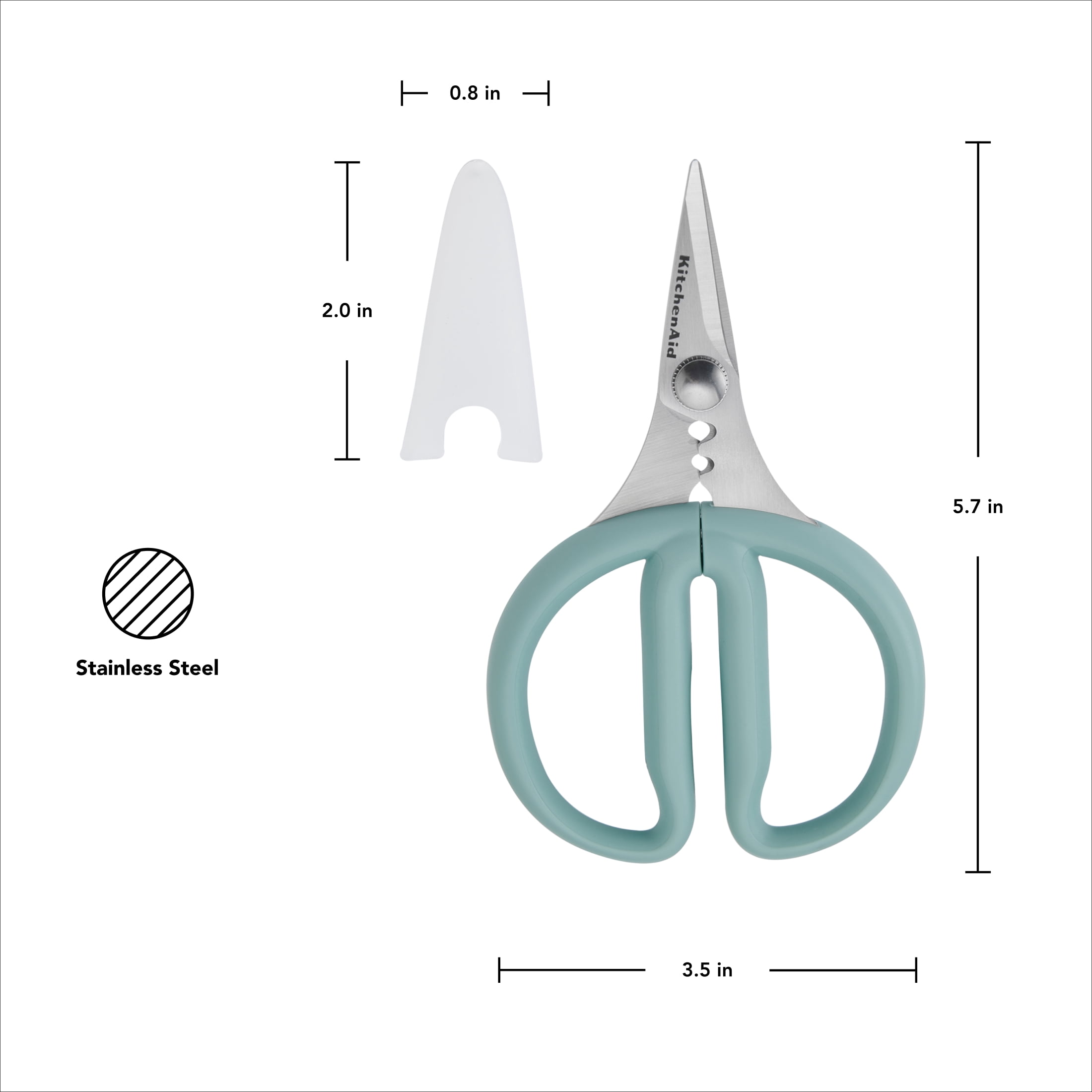 KitchenAid Japanese Steel 2-Piece Kitchen Scissors and Shears Set for Food and Herbs, Mineral Water/Agave