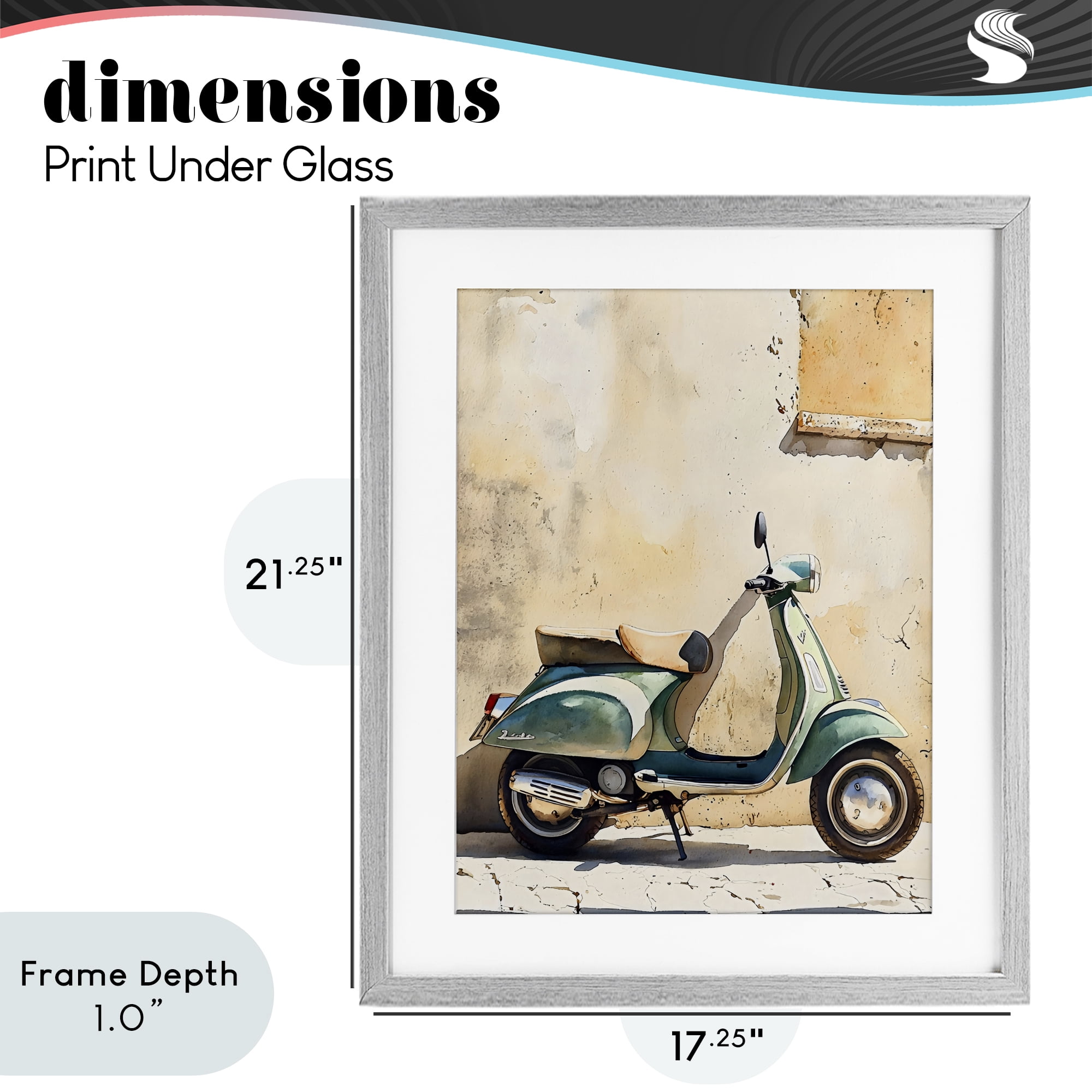 Stupell Industries Vintage Scooter on Italian Street Gray Framed Print Under Glass, design by LSR Design Studio