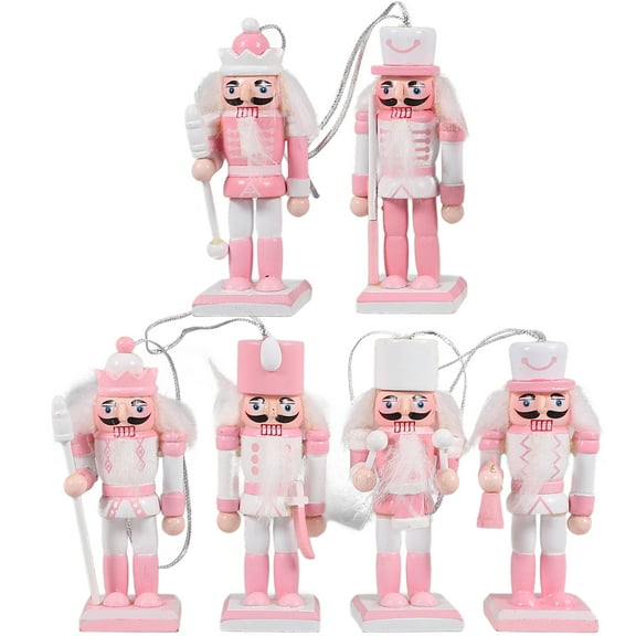 DiMaddie 6pcs Nutcracker Decoration Wooden Nutcracker Festival Nutcracker Tabletop Christmas Decoration