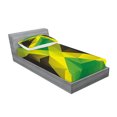 thumbnail image 2 of Ambesonne Jamaican Fitted Sheet & Pillow Sham Set, Triangle Polygon Flag, Twin, Yellow Green Green Brown, 2 of 2