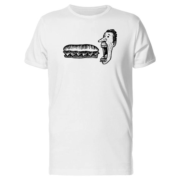 Sketch Of Man Eating Sandwich Tee Men's -Image by Shutterstock