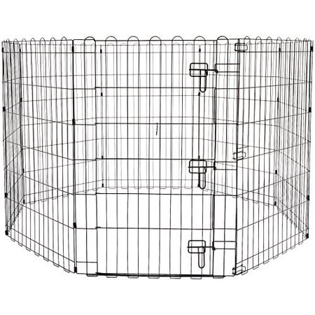 Foldable Metal Pet Dog Exercise Fence Pen With Gate - 60 x 60 x 36 Inches