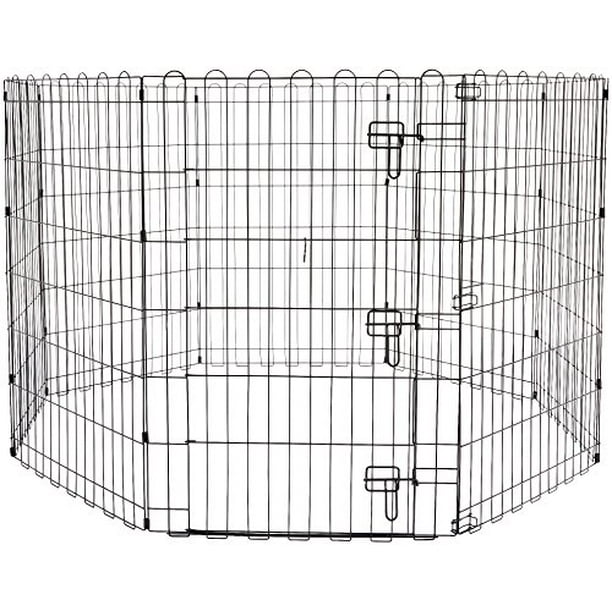 Foldable Metal Pet Dog Exercise Fence Pen With Gate 60 x 60 x 36 Inches