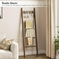 thumbnail image 4 of Blanket Ladder for Living Room and Bedroom, 5-Tier Wall Leaning Towel Rack for Bathroom, Decorative Ladder Shelf with 4 Removable Hooks, Farmhouse Blanket Storage, Mocha, 4 of 9