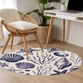 thumbnail image 5 of Summer Marine Life Round Area Rugs 3 ft, Black Line Ocean Shell Starfish Sea Conch Seaweed Washable Small Area Rug with Non-Slip Sturdy Edge Binding Round Front Door Mat Floor Carpet for Entryway, 5 of 9