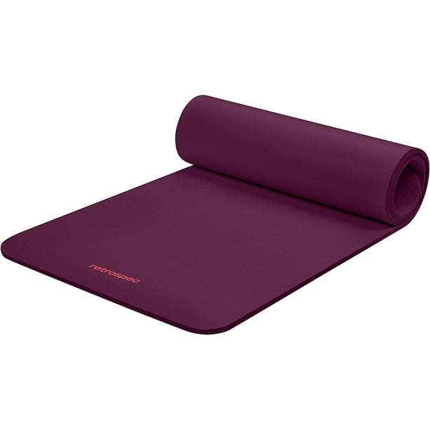 Retrospec Solana Yoga Mat 1 Thick w/ Nylon Strap for Men & Women - Non  Slip Excercise Mat for Yoga, Black, 1 inch 