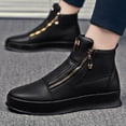thumbnail image 2 of High-top Double-zipper Sports Casual Sneakers, Trendy British-style Versatile Casual Shoes, 2 of 9