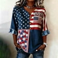 thumbnail image 2 of XAOFW 250th Anniversary T Shirts For Women 3/4 Sleeve V Neck Patriotic Button Tee With Red White And Blue Graphic T-Shirts 4th Of July Comfortable Tops XXXXXL, 2 of 4