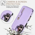 thumbnail image 2 of Allytech Wallet Case for iPhone 16 Plus, Card Holder & Zipper Pocket, Finger Grip Ring, Screen & Camera Protection, Luxury PU Leather Kickstand Double Buttons Flip Shockproof Case, Purple, 2 of 7