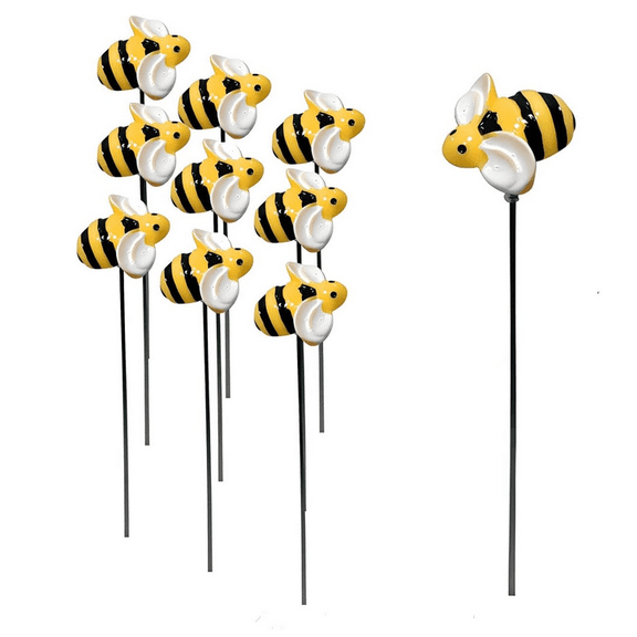 10-Pack Bees Garden Stakes Outdoor Decorative Lawn Picks for Patio Flower Bed Yard Decor