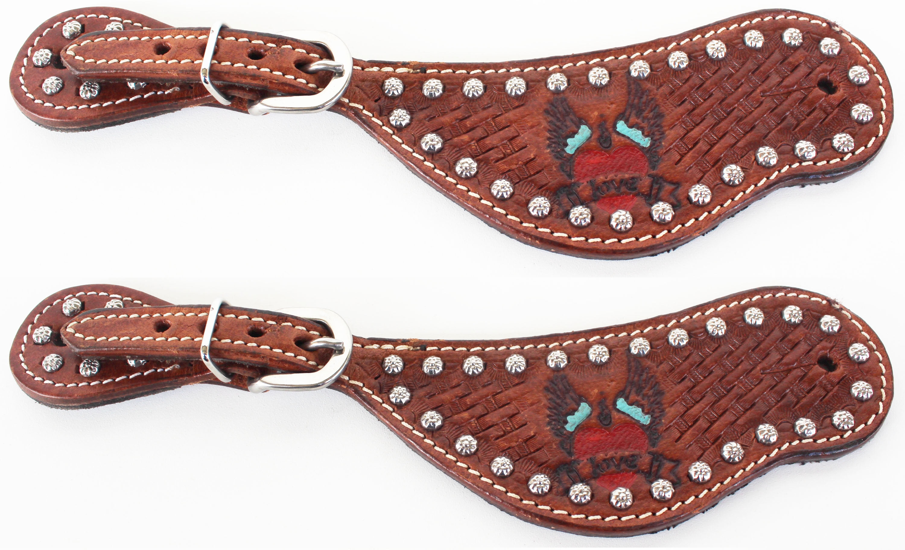 Horse Western Riding Cowboy Boots Leather Spur Straps Tack 7463