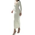 thumbnail image 3 of Coduop Women's Bodycon Long Dress Skinny Tight Fitted Long Sleeve Maxi Dress Sundress, 3 of 5