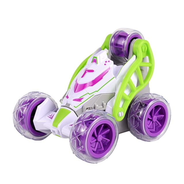 Véhicule Acrobatique Rc à Led Violet, Fonction de Pulvérisation Action Rotative à 360°, Voiture Télécommandée Cadeau pour Enfants pour Jouer la Nuit