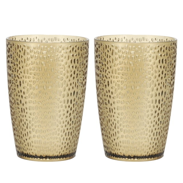 Vasos de Plástico Transparentes Reutilizables, Juego de Vasos de 12.8oz (Marrón, 2 Piezas)