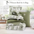 thumbnail image 2 of Amberspace Botanical Flowers Design 7-piece Bed in a Bag Comforter Set with Sheets,Sage Green,King, 2 of 8