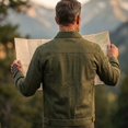 thumbnail image 5 of LODIENY Men Denim Trucker Jacket Button Down Collared Long Sleeve Classic Fit Jean Coats Western Style Cowboy Jackets Army Green L, 5 of 6