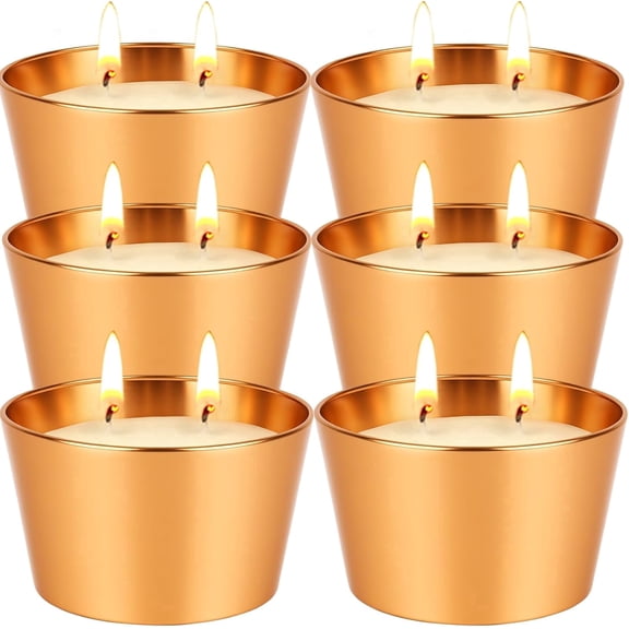 Giphtpoeet 6 Pack Citronella Candles Outdoor 2-Wick 3.5oz Natural Soy Wax Lemongrass Scented Candles for Party Patio Garden Yard Camping Home