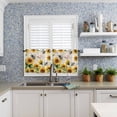 thumbnail image 6 of Sunflower Farmhouse Kitchen Curtains, Spring Summer Floral 3-Piece Kitchen Curtain Valance and Tiers Set 24 Inch Length, Vintage Bee Rod Pocket Half Window Curtains for Cafe Living Room Bathroom, 6 of 7