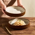 thumbnail image 6 of Famiware 4 Pieces 8.1" Stoneware Pasta Bowls, Microwave & Dishwasher Safe, Cream & Cocoa, 6 of 6