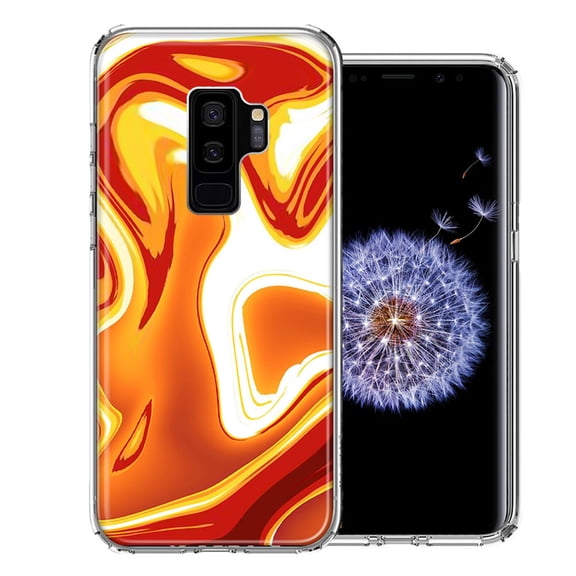 MUNDAZE For Samsung Galaxy S9 Plus Orange White Abstract Design Double Layer Phone Case Cover