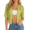 thumbnail image 3 of Sewkxo Women Crochet Cardigan Sweaters Lightweight Summer Boho Open Front Knit Shrug 1/2 Sleeve Beach Cover Up,Fluorescence Yellow XL, 3 of 8