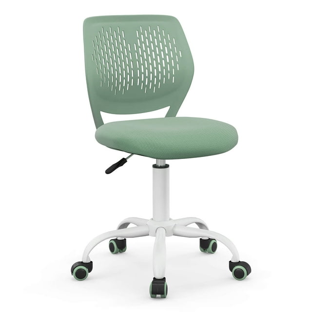 Costway Chaise de Bureau pour Enfants Ergonomique Pivotante Enfants en Maille Étude Hauteur Réglable Vert Pâle