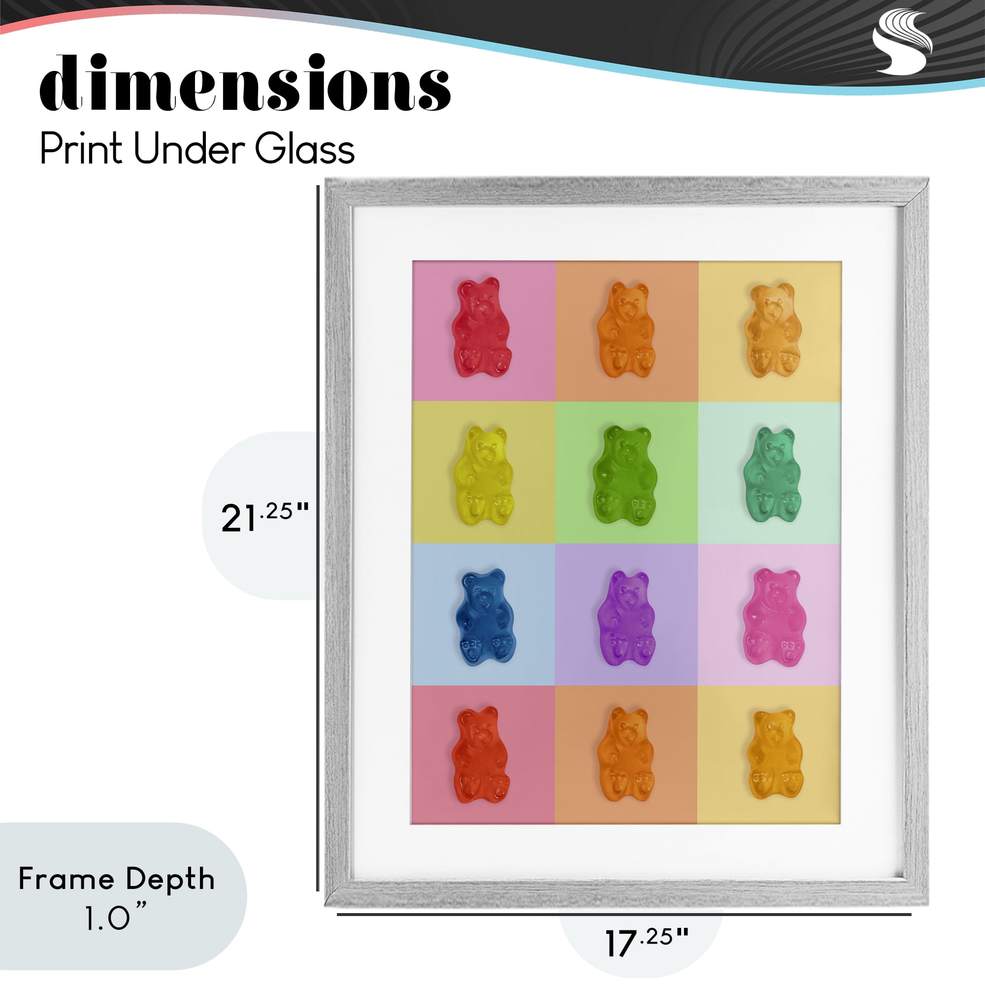 Stupell Industries Rainbow Gummy Bear Candy Grid Gray Framed Print Under Glass, design by LISH Creative