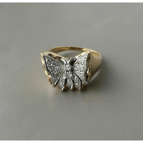 2Ct Round Cut Lab Created Diamond 14K Yellow Gold Plated Butterfly Engagement Rings