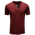 thumbnail image 4 of BXINGOHAI Men's Fashion Casual Shirts Cotton Slim Fit Button Short Sleeve Basic Golf Work Tops for Men Clearance Sale Wine,XL, 4 of 6