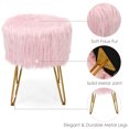 thumbnail image 2 of Demi Bonn Faux Fur Vanity Stool Chair, Footstool Ottoman, Fluffy Chair with with Metal Legs, Makeup Stool, Decorative Furniture Footrest, for Living Room, Bedroom, Pink, 2 of 8