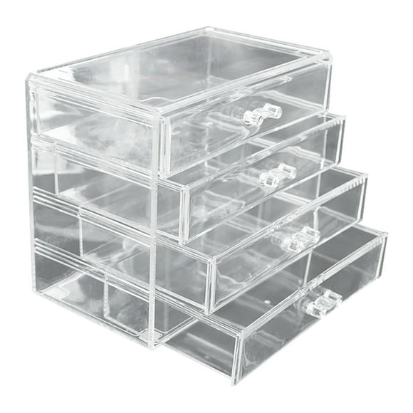 Riforla Makeup Organizer 5 Drawer Acrylic Make Up Organizers And Storage For Cosmetics Jewelry Beauty Supplies Clear Makeup Organizer For Girl's Room College Dorm Counter Bat Cosmetic Cases A