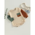 thumbnail image 3 of Coduop Baby Girls Casual Long Sleeve Bodysuit Rompers Crewneck Contrast Color Playsuit Jumpsuit, 3 of 8