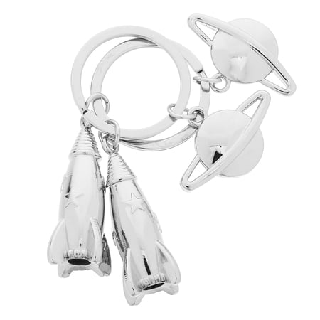 FOMIYES 2Pcs Creative Planet Key Pendant Zinc Alloy Key Chain with Glossy Finish