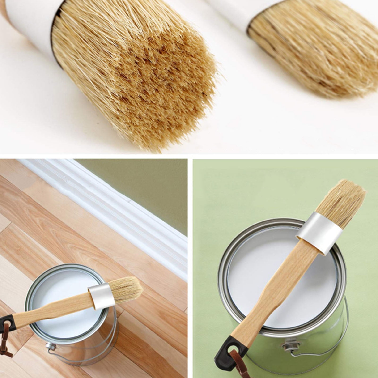 Fairnull 4Pcs Wax Paint Brush Soft Bristles Hand-held Simple