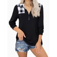 thumbnail image 2 of Gvmfive Women 1/4 Zip Lapel Plaid Pullover Sweatshirt Long Sleeve Tunic Top, 2 of 4