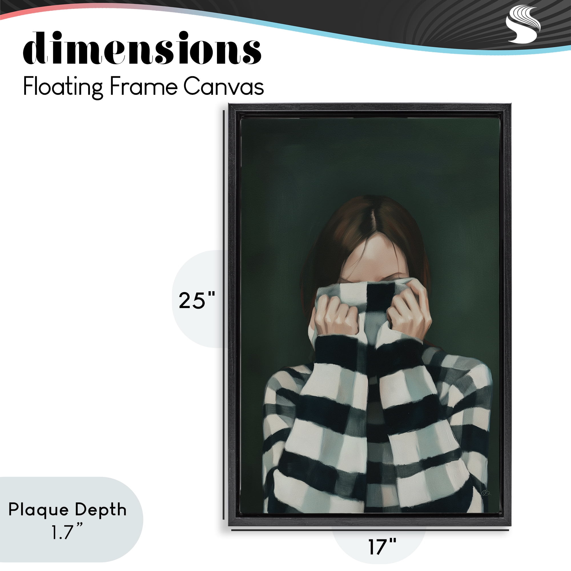 Stupell Industries Warmed Striped Sweater Portrait Black Framed Floater Canvas Wall Art, design by Ros Ruseva
