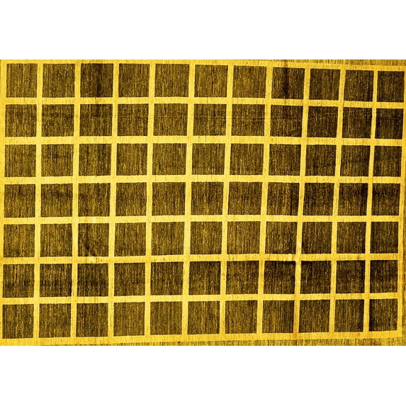 Ahgly Company Indoor Rectangle Checkered Yellow Modern Area Rugs, 3' x 5'