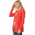 thumbnail image 4 of Cielo 1985 Women's Open Long Cardigan Sweater with Pockets - By The Simply Fashion HotCoral L, 4 of 7