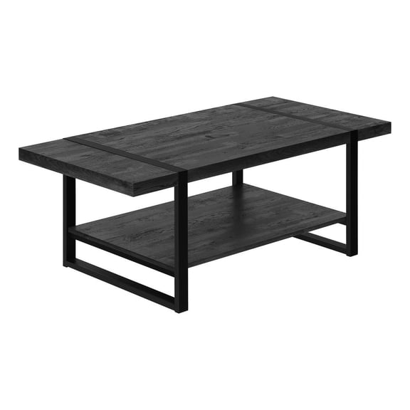 HomeRoots 47" Black Rectangular Coffee Table With Shelf