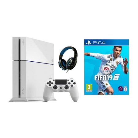 Sony PlayStation 4 500GB Gaming Console White with FIFA-19 BOLT AXTION Bundle Like New