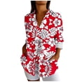 thumbnail image 4 of Hueook Summer Linen Shirts Shirts for Women Tee Shirt Collared Women's Fashion Spring/Summer Hawaiian Style Unstructured Printed Flared Collar Long Sleeve Shirt Red 5X, 4 of 6