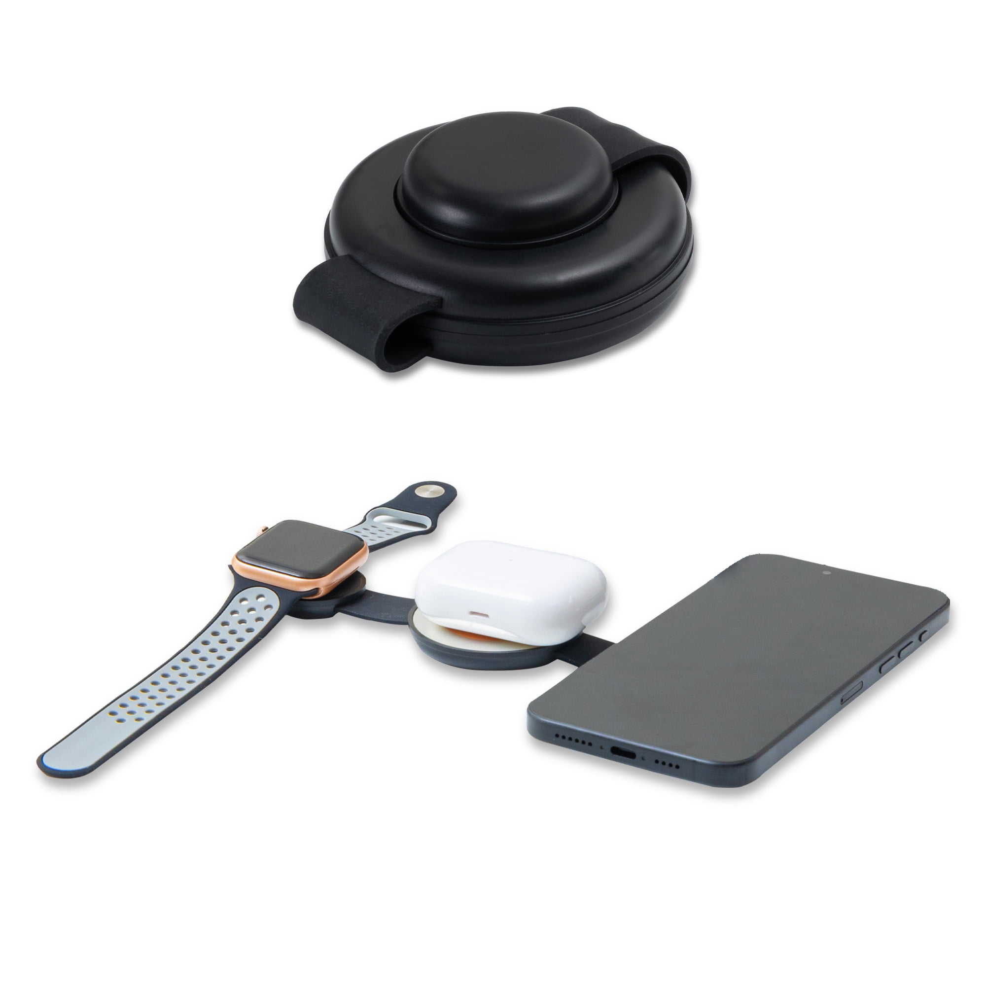 Merkury Innovations 3-in-1 Wireless Charging Station, Fast Magnetic Charger for iPhone, AirPods & Apple Watch, Portable Design