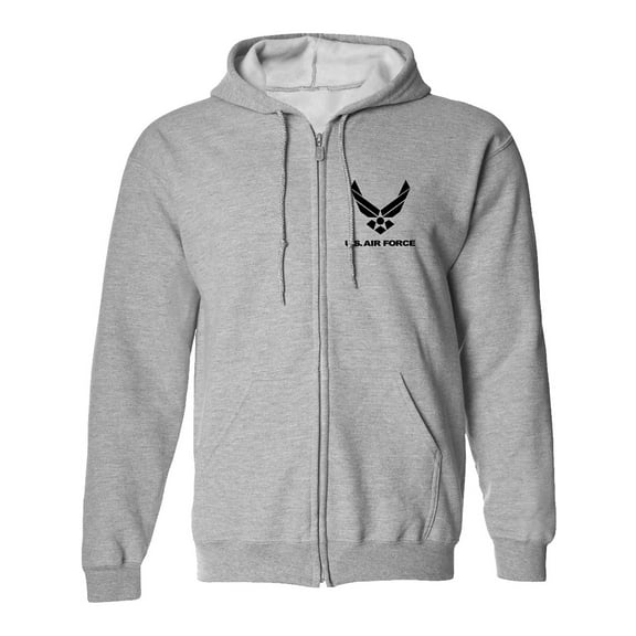 Air Force Left Chest Full-Zip Hooded Sweatshirt in Gray