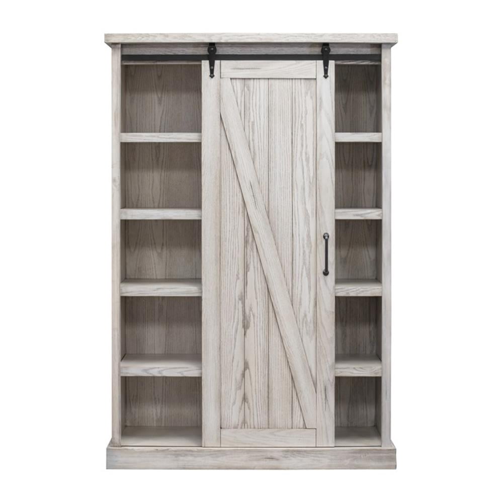 Martin Furniture Avondale 8-Shelf Wood Bookcase with Sliding Door in White