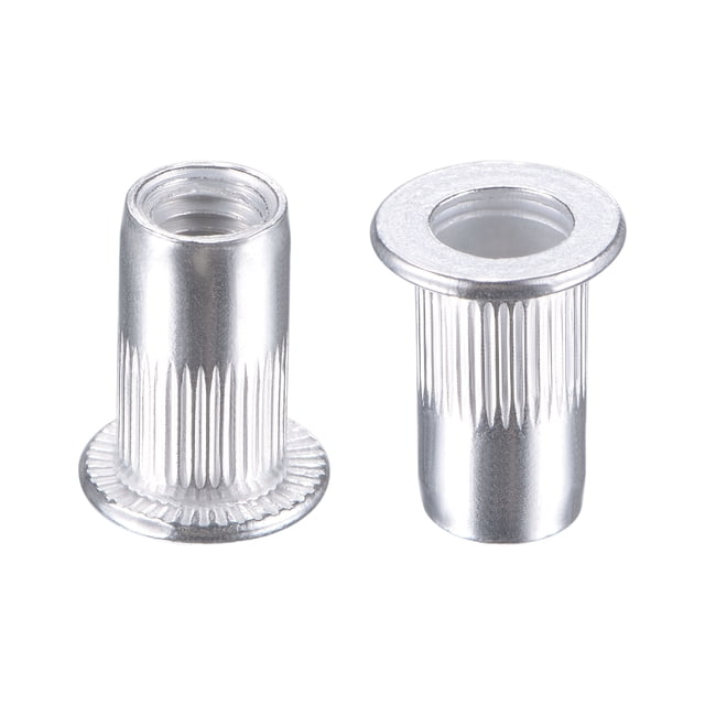 Unique Bargains M5 Rivet Nuts Aluminium Alloy Knurled Flat Head Threaded Insert Nut Silver 100 pcs