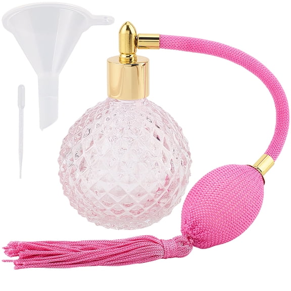 100ml Clear Perfume Bottle Long Spray Tassels Atomizer Pump Air Bag Perfume Bottles Pink Vintage Refillable Empty Glass Pump Sprayer